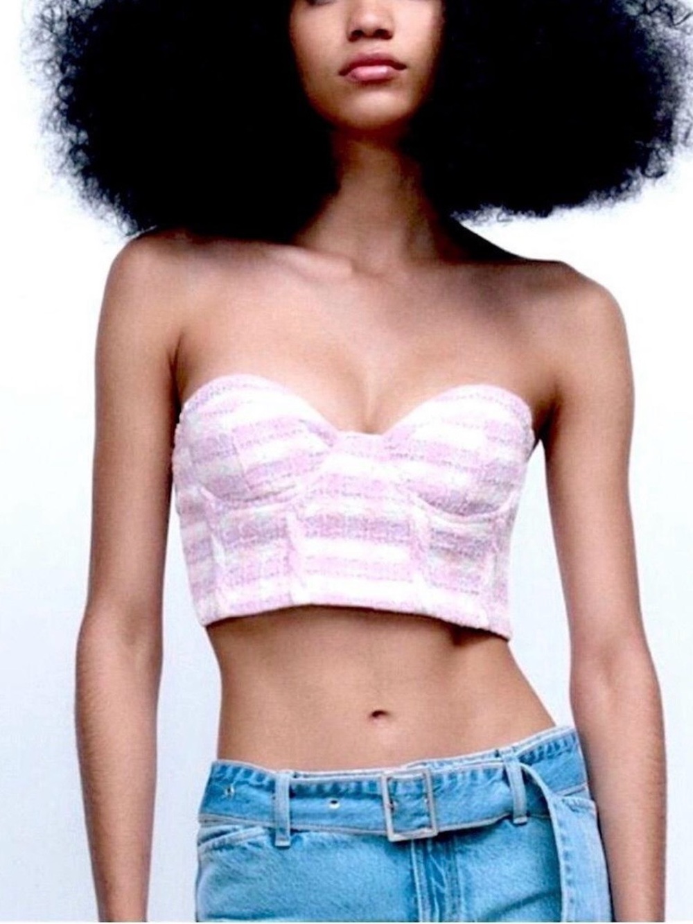 Zara Tweed Bustier Corset Top Size Small